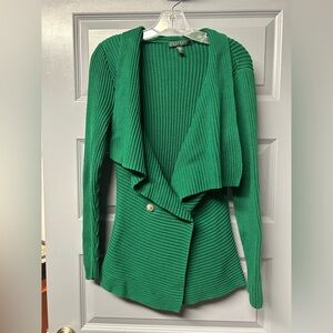 LAUREN RALPH LAUREN green 
Cotton  chunky knit cardigan sweater. Size Medium